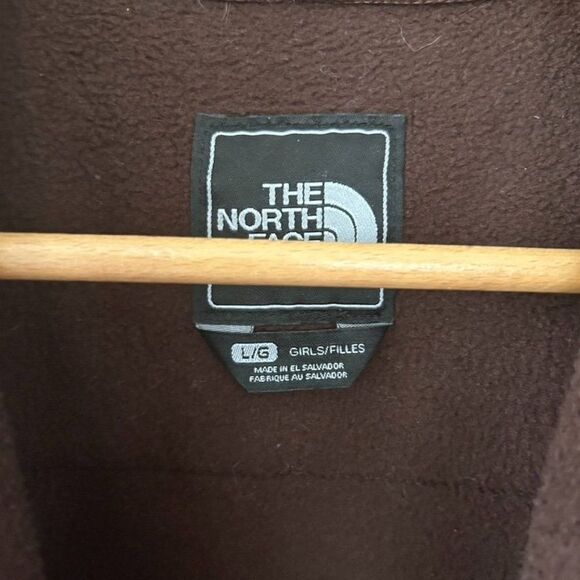 Girl's North Face Large Brown White‎ Fleece Jacket - Picture 5 of 9